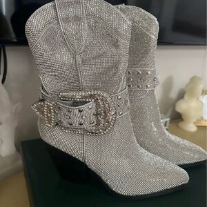 Silver Embellished Women's Boots